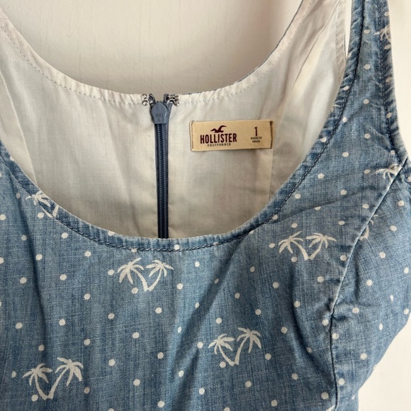Hollister Size 1 mini jean dress with palm tree pattern - Picture 5 of 8
